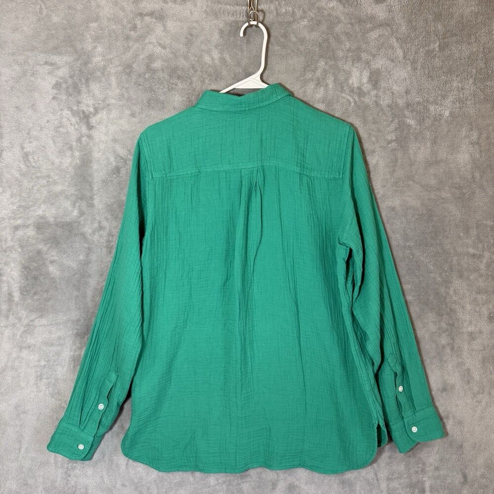 NWT J Crew Women M Kelly Green Double Gauze Button Up Long Sleeve Shirt BY043 - Picture 3 of 8